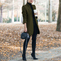 Solid Color Collar Woolen Coat - VibraStore
