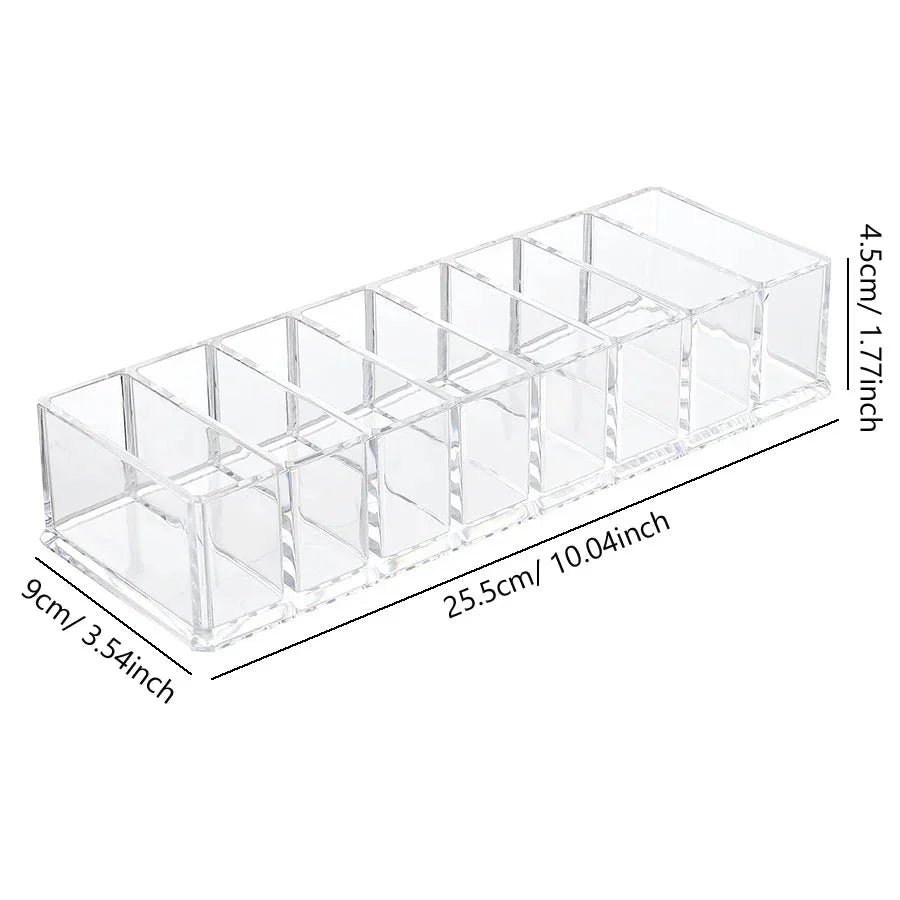 Soporte para esmalte de uñas con 8 ranuras, caja de rejilla acrílica transparente, soporte de exhibición de maquillaje para organizador de almacenamiento de cosméticos - VibraStore