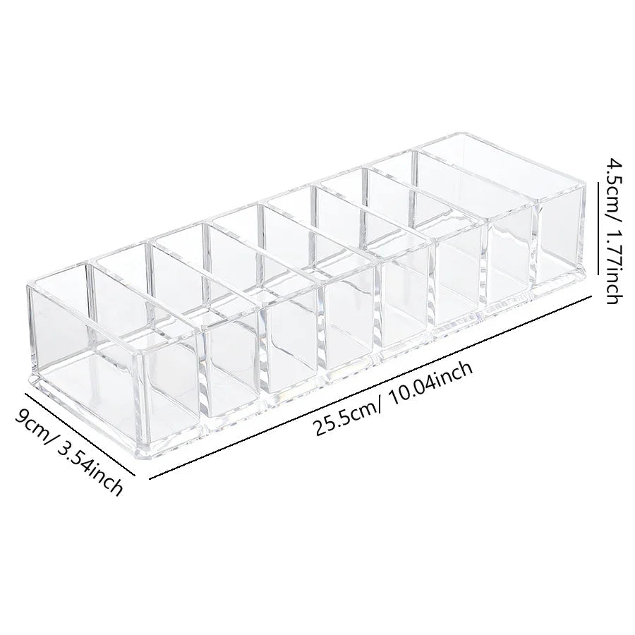 Soporte para esmalte de uñas con 8 ranuras, caja de rejilla acrílica transparente, soporte de exhibición de maquillaje para organizador de almacenamiento de cosméticos - VibraStore