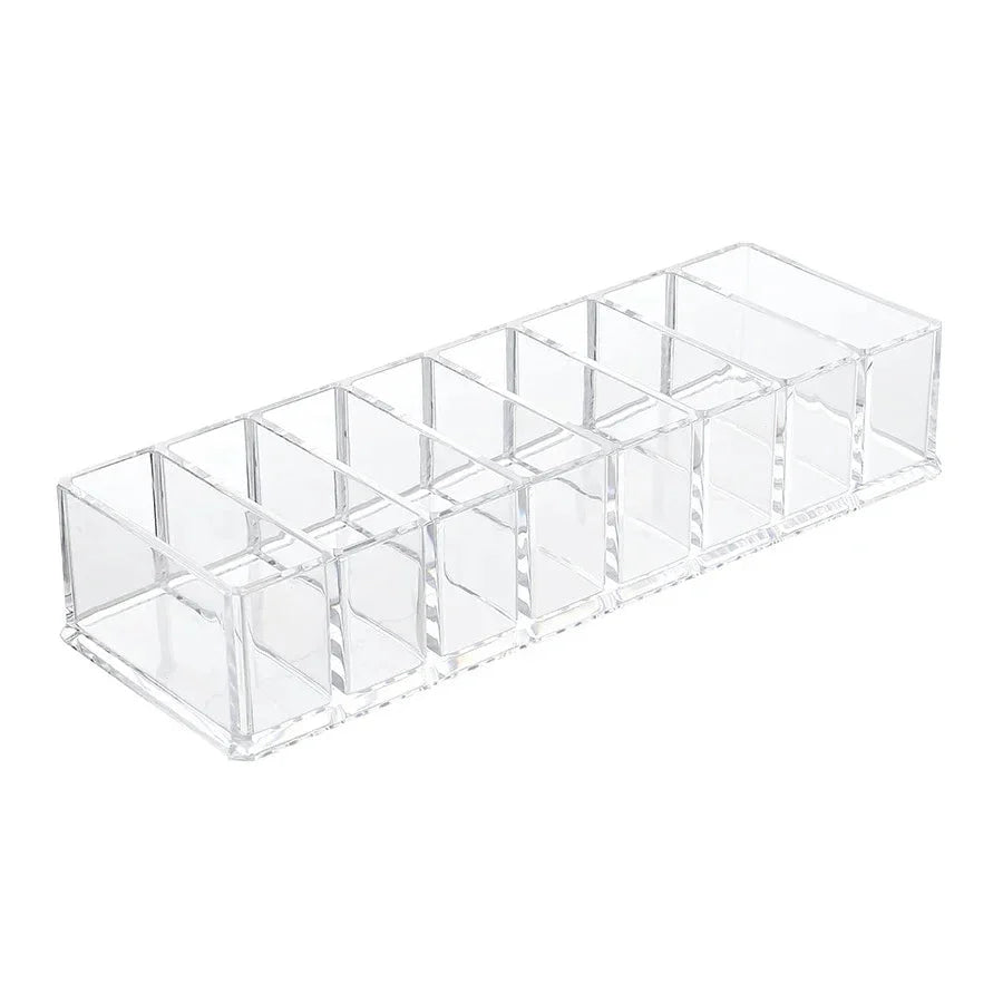 Soporte para esmalte de uñas con 8 ranuras, caja de rejilla acrílica transparente, soporte de exhibición de maquillaje para organizador de almacenamiento de cosméticos - VibraStore