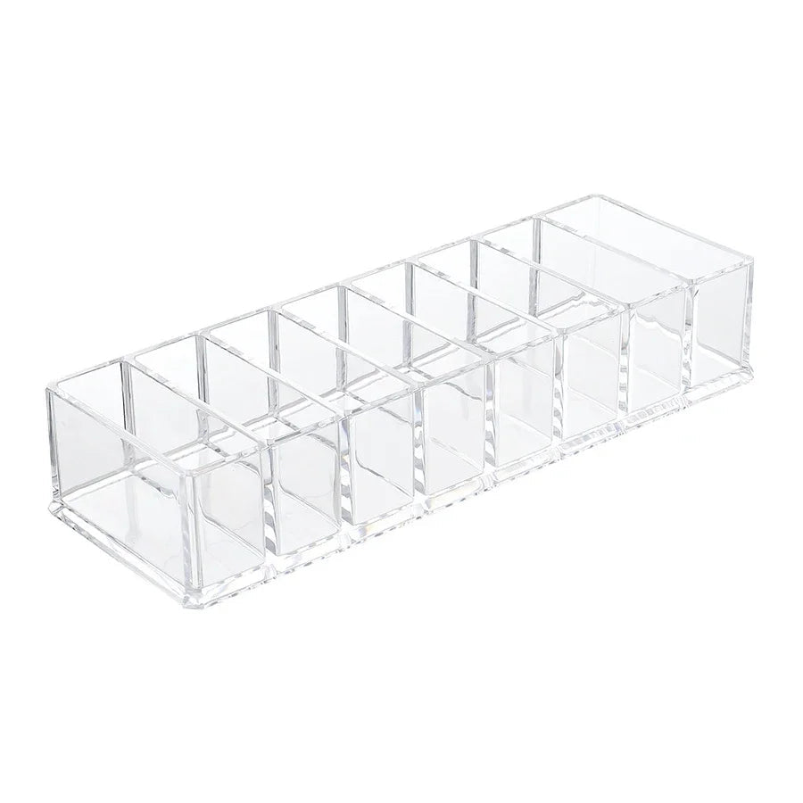 Soporte para esmalte de uñas con 8 ranuras, caja de rejilla acrílica transparente, soporte de exhibición de maquillaje para organizador de almacenamiento de cosméticos - VibraStore