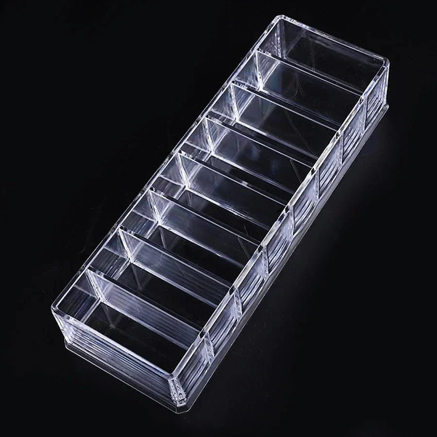 Soporte para esmalte de uñas con 8 ranuras, caja de rejilla acrílica transparente, soporte de exhibición de maquillaje para organizador de almacenamiento de cosméticos - VibraStore