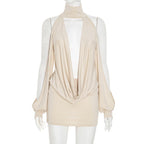 Spicy Girls Scoop - neck Cutout Figure - hugging Hip - hugging Mini Dress - VibraStore