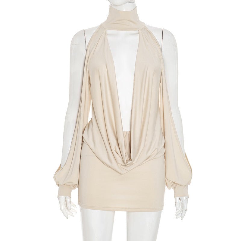 Spicy Girls Scoop - neck Cutout Figure - hugging Hip - hugging Mini Dress - VibraStore