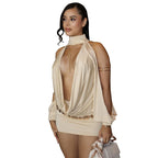 Spicy Girls Scoop - neck Cutout Figure - hugging Hip - hugging Mini Dress - VibraStore