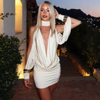 Spicy Girls Scoop - neck Cutout Figure - hugging Hip - hugging Mini Dress - VibraStore