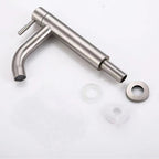 Stainless Steel Single Cold Water Tap Black Basin Fauct Silver Deck Mounted Lengthening and Raising Basin Sink Tap - VibraStore