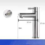 Stainless Steel Single Cold Water Tap Black Basin Fauct Silver Deck Mounted Lengthening and Raising Basin Sink Tap - VibraStore
