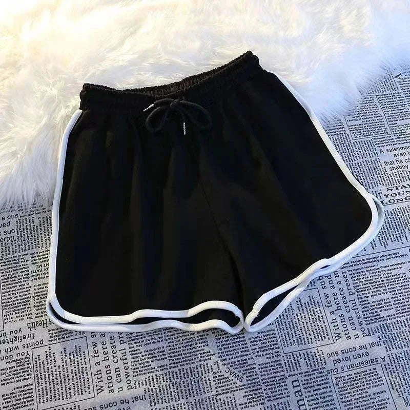 Striped Sports Shorts Women Korean Fashion Casual Mini Shorts Summer Simple Loose Wide Leg Shorts Ladies New - VibraStore