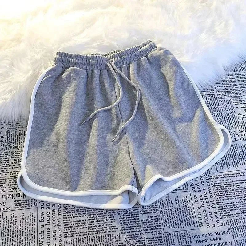 Striped Sports Shorts Women Korean Fashion Casual Mini Shorts Summer Simple Loose Wide Leg Shorts Ladies New - VibraStore
