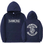 Sudadera con capucha con estampado de doble cara Tops Sons of Anarchy SAMCRO hombres mujeres diseño de marca de moda pulóver sudaderas con capucha de lana de algodón - VibraStore