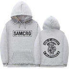 Sudadera con capucha con estampado de doble cara Tops Sons of Anarchy SAMCRO hombres mujeres diseño de marca de moda pulóver sudaderas con capucha de lana de algodón - VibraStore