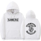 Sudadera con capucha con estampado de doble cara Tops Sons of Anarchy SAMCRO hombres mujeres diseño de marca de moda pulóver sudaderas con capucha de lana de algodón - VibraStore