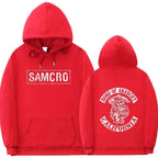 Sudadera con capucha con estampado de doble cara Tops Sons of Anarchy SAMCRO hombres mujeres diseño de marca de moda pulóver sudaderas con capucha de lana de algodón - VibraStore