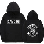 Sudadera con capucha con estampado de doble cara Tops Sons of Anarchy SAMCRO hombres mujeres diseño de marca de moda pulóver sudaderas con capucha de lana de algodón - VibraStore