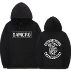Sudadera con capucha con estampado de doble cara Tops Sons of Anarchy SAMCRO hombres mujeres diseño de marca de moda pulóver sudaderas con capucha de lana de algodón - VibraStore