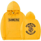 Sudadera con capucha con estampado de doble cara Tops Sons of Anarchy SAMCRO hombres mujeres diseño de marca de moda pulóver sudaderas con capucha de lana de algodón - VibraStore