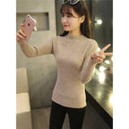 suéter de manga larga de punto parte baja sólido jerseys raya mujer Casual suéter invierno - VibraStore