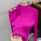 Suéter de punto de cuello alto para mujer, jerséis acanalados, suéteres básicos de otoño e invierno para mujer, Tops suaves y cálidos - VibraStore