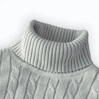Suéteres de punto de manga larga de otoño para hombre, suéter de cuello alto ajustado para hombre, Jersey informal, suéter acanalado ligero - VibraStore