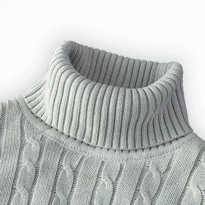 Suéteres de punto de manga larga de otoño para hombre, suéter de cuello alto ajustado para hombre, Jersey informal, suéter acanalado ligero - VibraStore