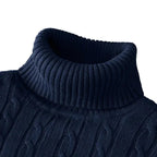 Suéteres de punto de manga larga de otoño para hombre, suéter de cuello alto ajustado para hombre, Jersey informal, suéter acanalado ligero - VibraStore
