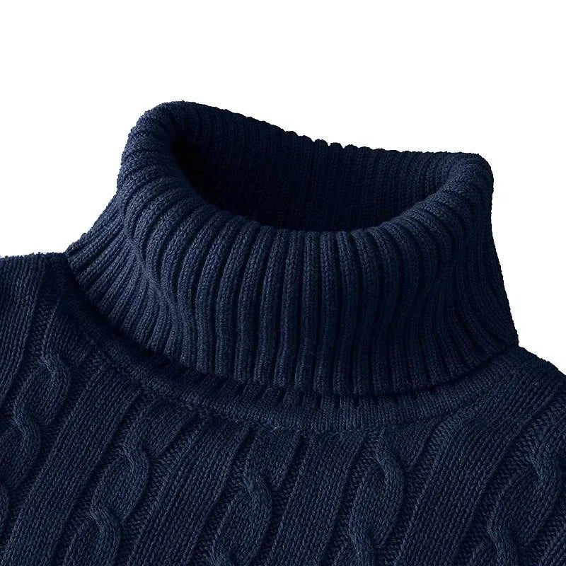 Suéteres de punto de manga larga de otoño para hombre, suéter de cuello alto ajustado para hombre, Jersey informal, suéter acanalado ligero - VibraStore