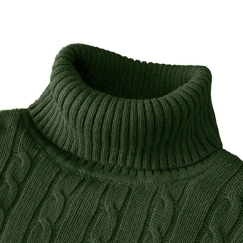 Suéteres de punto de manga larga de otoño para hombre, suéter de cuello alto ajustado para hombre, Jersey informal, suéter acanalado ligero - VibraStore