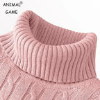 Suéteres de punto de manga larga de otoño para hombre, suéter de cuello alto ajustado para hombre, Jersey informal, suéter acanalado ligero - VibraStore