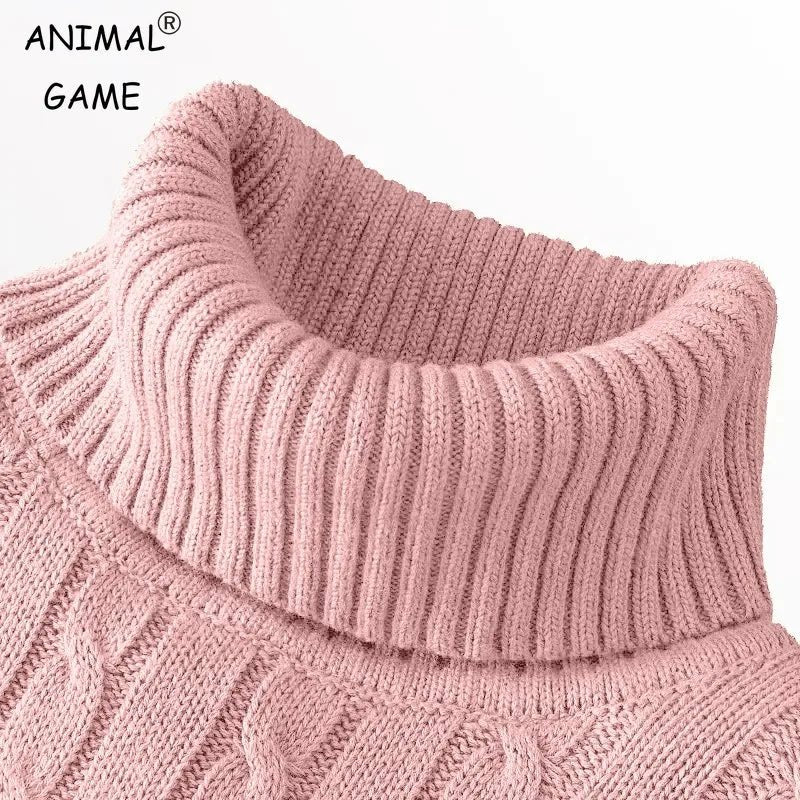 Suéteres de punto de manga larga de otoño para hombre, suéter de cuello alto ajustado para hombre, Jersey informal, suéter acanalado ligero - VibraStore