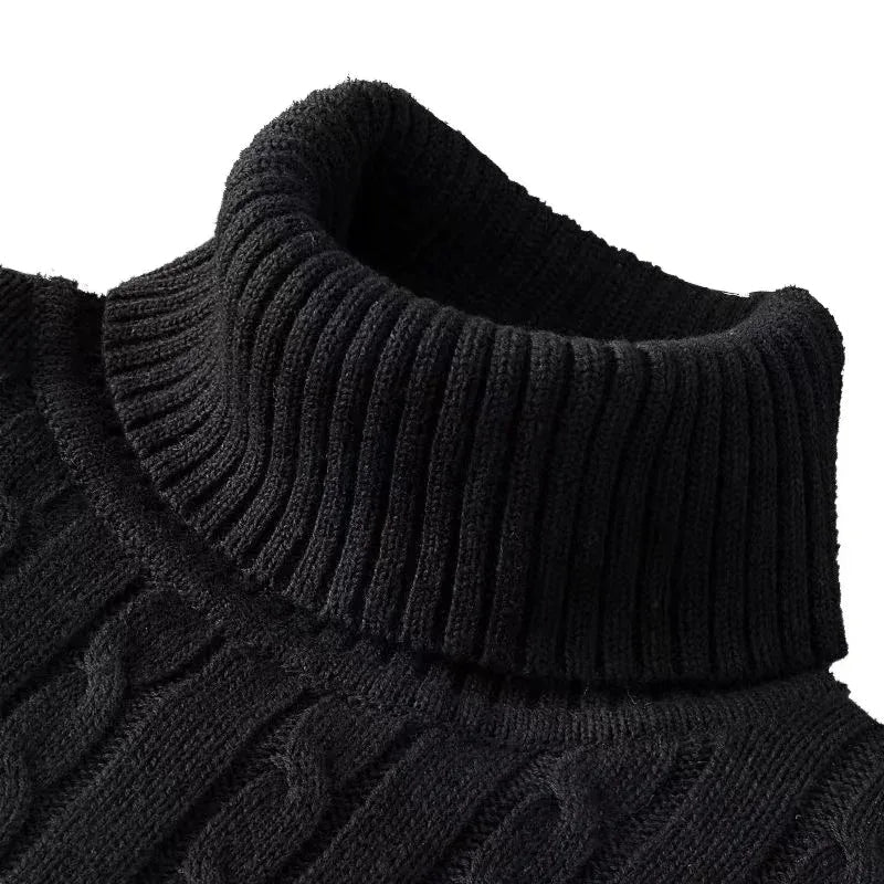 Suéteres de punto de manga larga de otoño para hombre, suéter de cuello alto ajustado para hombre, Jersey informal, suéter acanalado ligero - VibraStore