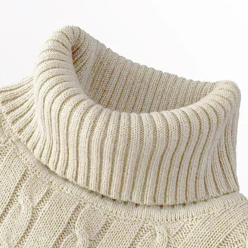 Suéteres de punto de manga larga de otoño para hombre, suéter de cuello alto ajustado para hombre, Jersey informal, suéter acanalado ligero - VibraStore