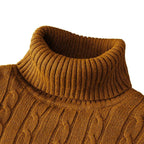Suéteres de punto de manga larga de otoño para hombre, suéter de cuello alto ajustado para hombre, Jersey informal, suéter acanalado ligero - VibraStore