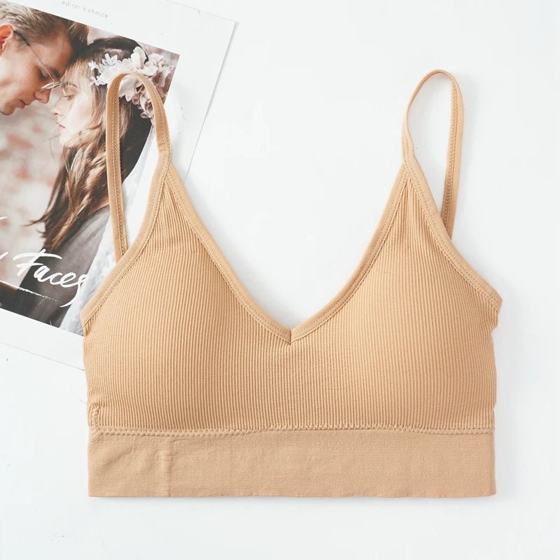 Sujetador Sexy sin costuras para mujer, con espalda descubierta de realce Bralette, sin aros, color sólido - VibraStore