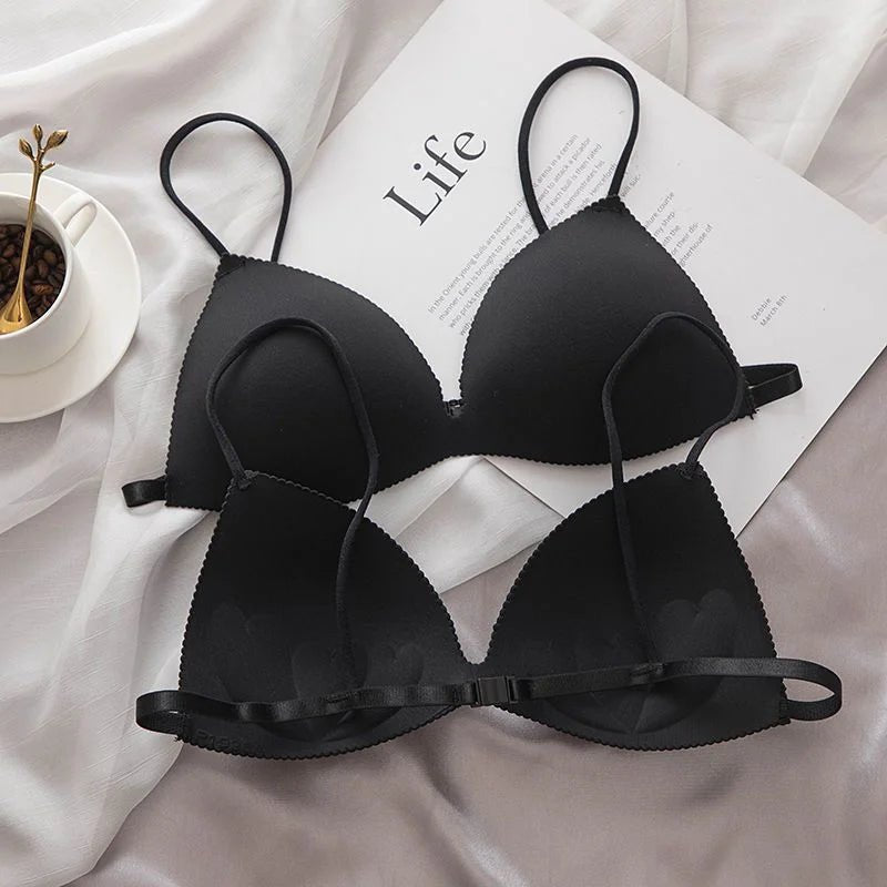 Sujetador sin aros para mujer, sujetador Sexy con parte de atrás bonita, copa triangular fina sin costuras, conjunto de sujetador de realce de pecho pequeño, 2 uds. - VibraStore