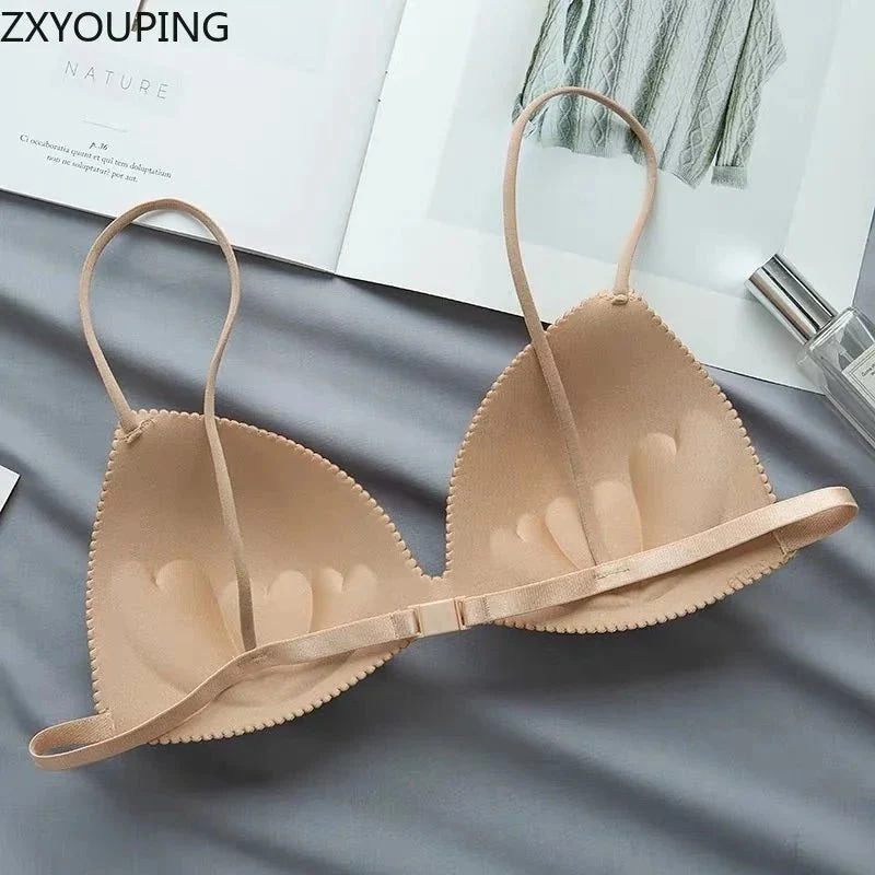 Sujetador sin aros para mujer, sujetador Sexy con parte de atrás bonita, copa triangular fina sin costuras, conjunto de sujetador de realce de pecho pequeño, 2 uds. - VibraStore