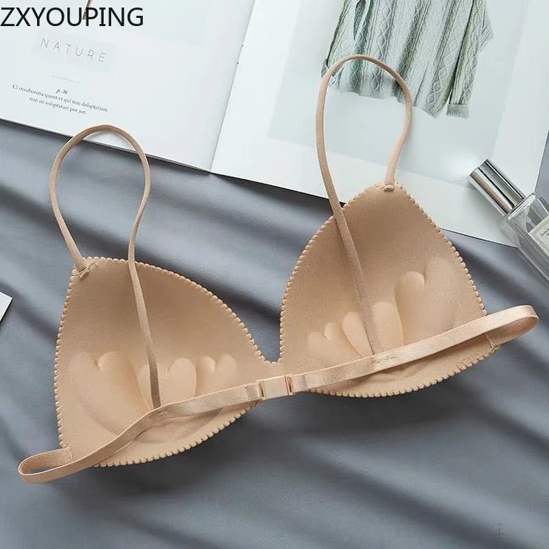 Sujetador sin aros para mujer, sujetador Sexy con parte de atrás bonita, copa triangular fina sin costuras, conjunto de sujetador de realce de pecho pequeño, 2 uds. - VibraStore