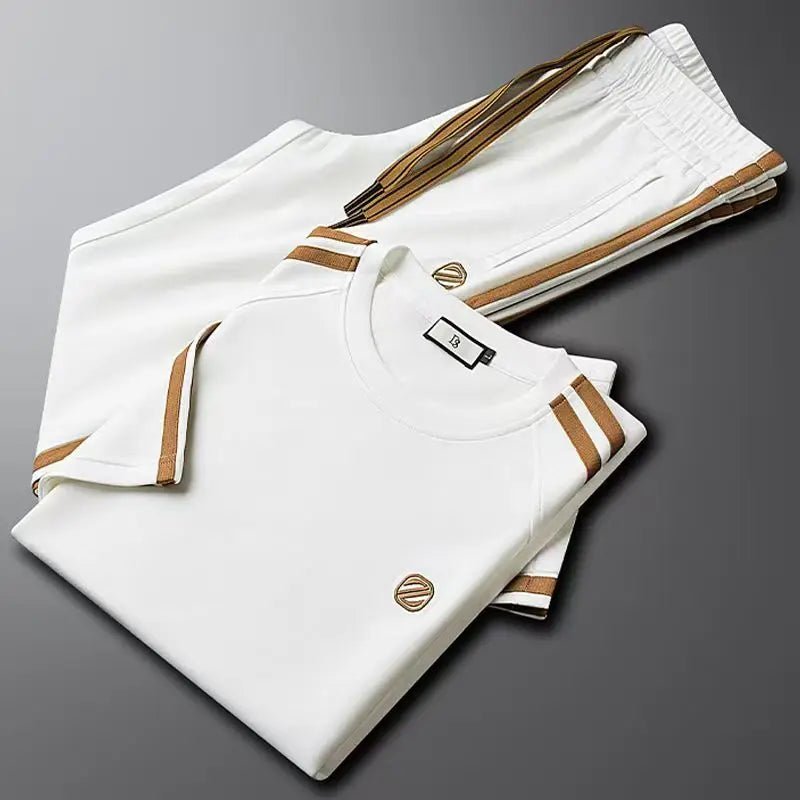 Summer Men T-Shirts+Pants Sets New Men Casual Two Piece Mens Sportswear Jogger Tracksuits Fashion Sports Suit - VibraStore