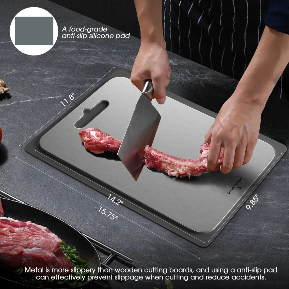 Tabla de cortar de titanio, tabla de cortar de titanio, tabla de cortar de doble cara de calidad alimentaria para carne, frutas, verduras 36*25cm - VibraStore