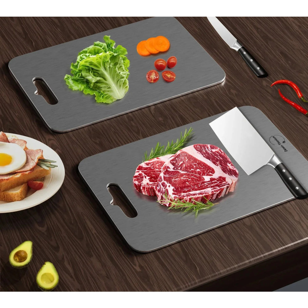 Tabla de cortar de titanio, tabla de cortar de titanio, tabla de cortar de doble cara de calidad alimentaria para carne, frutas, verduras 36*25cm - VibraStore