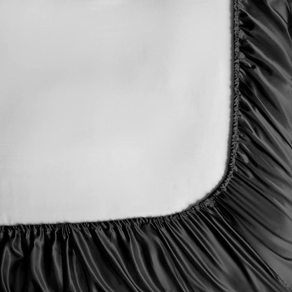 This 4pcs Satin Bed Sheet Set Includes One Fitted Sheet, One Flat Sheet, And Two Pillowcases Without Inserts. The Solid Color Showcases a Simple And Elegant Design That Never Goes Out of Style. Made from Polyester, The Fabric - VibraStore