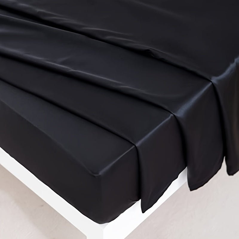 This 4pcs Satin Bed Sheet Set Includes One Fitted Sheet, One Flat Sheet, And Two Pillowcases Without Inserts. The Solid Color Showcases a Simple And Elegant Design That Never Goes Out of Style. Made from Polyester, The Fabric - VibraStore