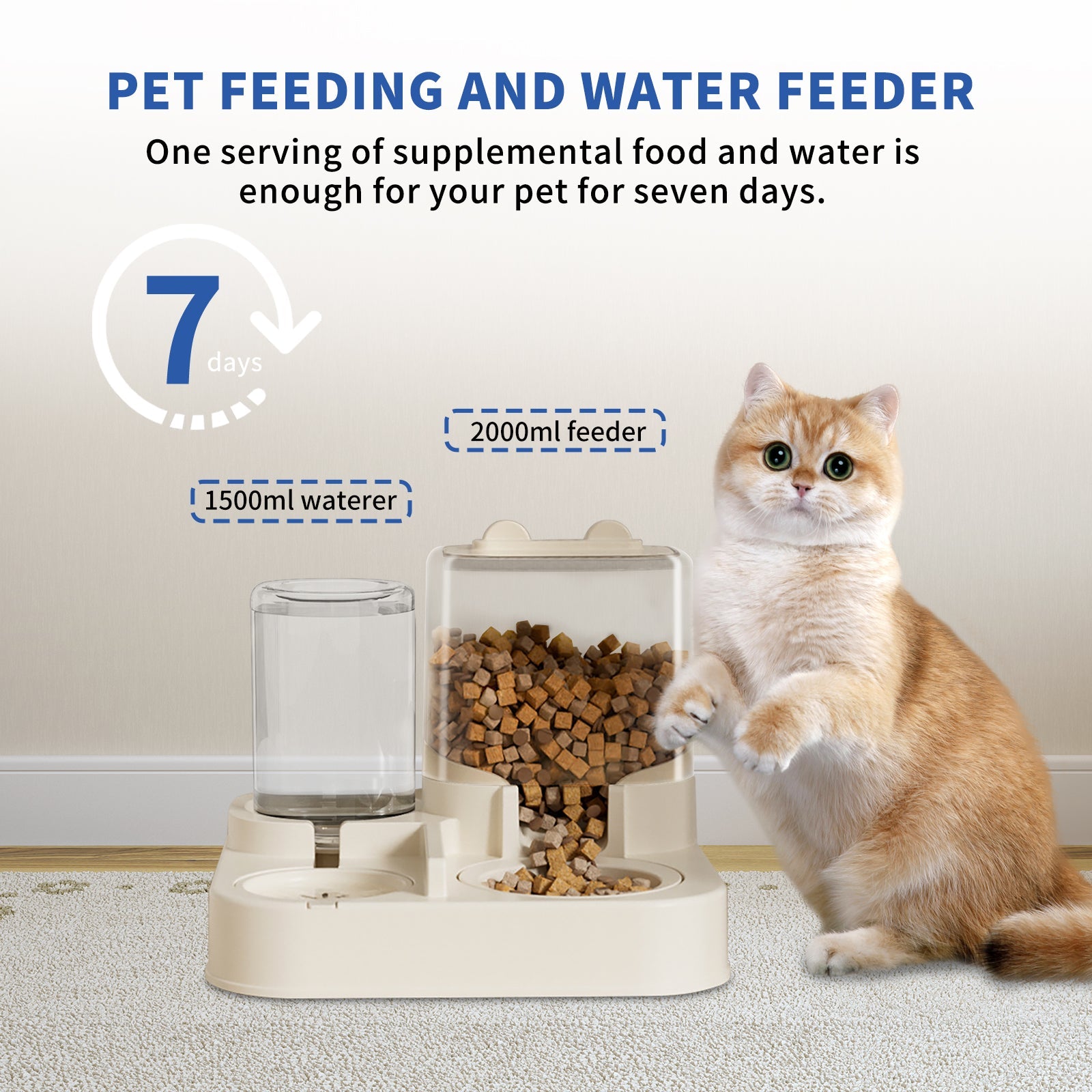 Transparent And Visible Pet Feeding And Drinking Dispenser, Automatically Refilling Food And Water, Caring For Every Moment, Allowing Owners To Travel Easily And Pets To Enjoy Worry Free Eating - VibraStore