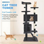 Tree 54in Tower Multi - Level Durable Scratching Post & Cozy Fun Jumping Platform Space Saving Condo Pet P - VibraStore