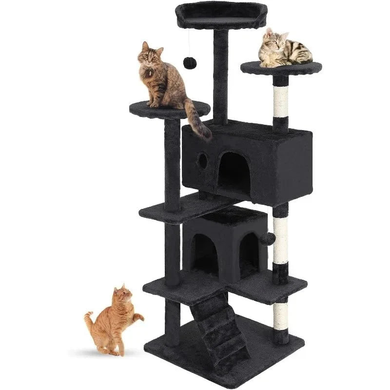 Tree 54in Tower Multi - Level Durable Scratching Post & Cozy Fun Jumping Platform Space Saving Condo Pet P - VibraStore