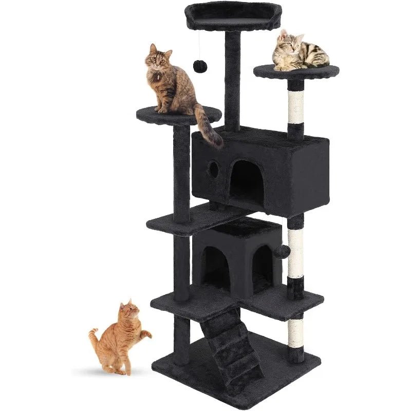 Tree 54in Tower Multi - Level Durable Scratching Post & Cozy Fun Jumping Platform Space Saving Condo Pet P - VibraStore