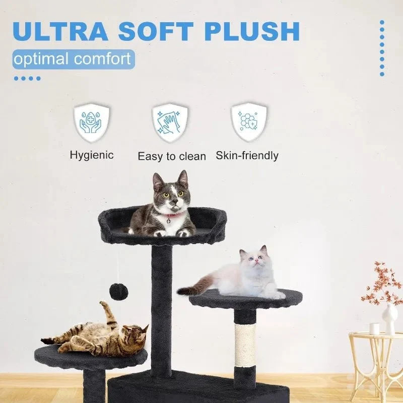 Tree 54in Tower Multi - Level Durable Scratching Post & Cozy Fun Jumping Platform Space Saving Condo Pet P - VibraStore
