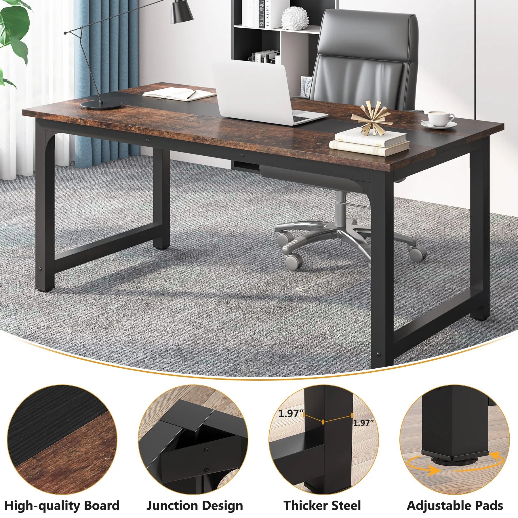 Tribesigns Large Office Desk Computer Table Study Writing Desk Workstation for Home Office Modern Computer Desk - VibraStore
