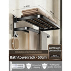 Upgrade And Thicken Grey/Black 40CM - 60CM Towel Rack Space Aluminum Toilet Storage Rack Wall Mounted BathTowel Rack - VibraStore
