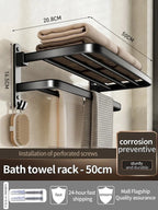 Upgrade And Thicken Grey/Black 40CM - 60CM Towel Rack Space Aluminum Toilet Storage Rack Wall Mounted BathTowel Rack - VibraStore